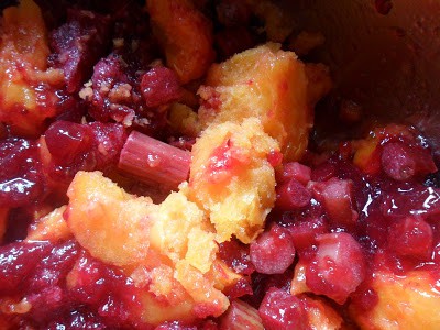 Rhubarb, Cranberry, Apricot Pie Filling