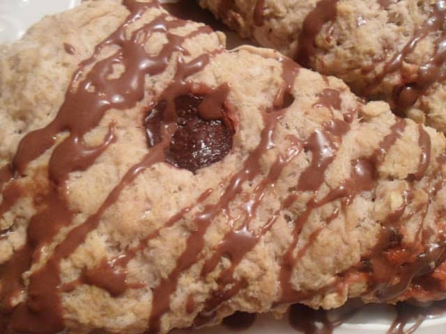 Raspberry Coconut Scones with Chocolate Glaze raspberry coconut