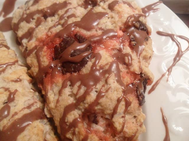 Raspberry Coconut Scones with Chocolate Glaze raspberry coconut