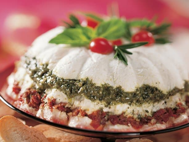 Pesto and Sun Dried Tomato Torte pesto