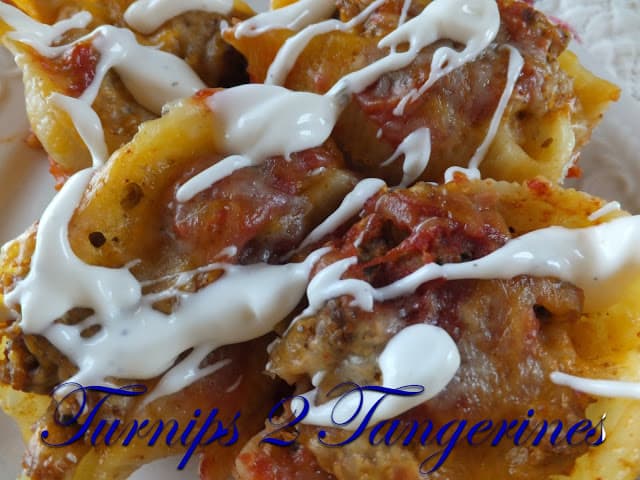 Tacos in Pasta Shells tacos in pasta