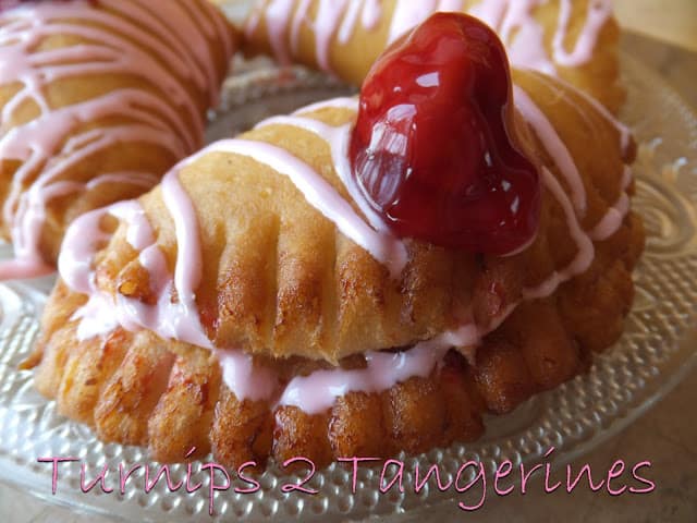 Easy Cherry Turnovers with Pink Vanilla Glaze easy cherry