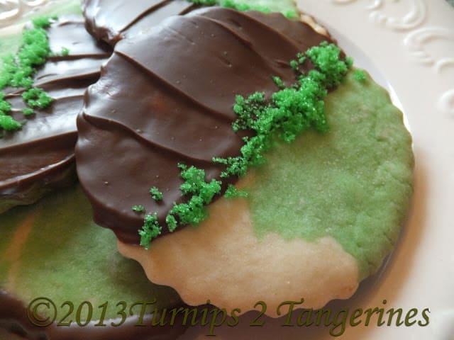 Mint Sugar Cookies Dipped in Chocolate mint sugar