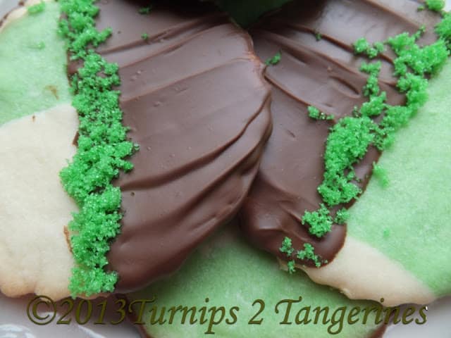 Mint Sugar Cookies Dipped in Chocolate mint sugar