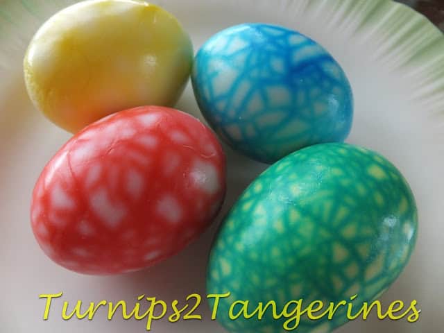 Crackle Colored Eggs and Chocolate Coconut Nests crackle