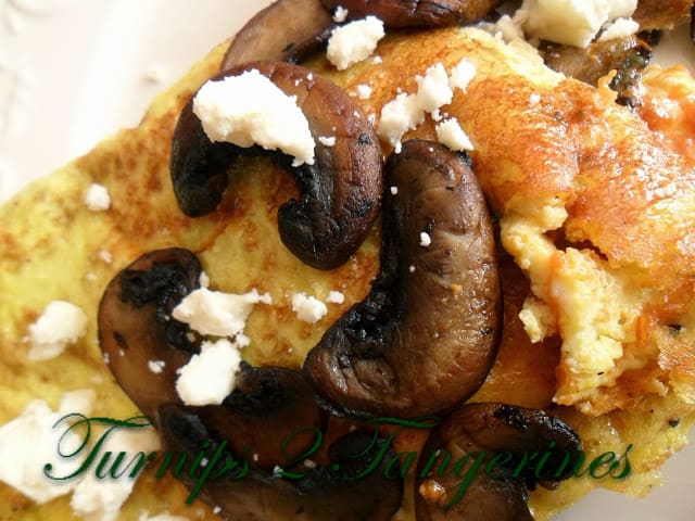 Sun Dried Tomato Mushroom Goat Cheese Omelette