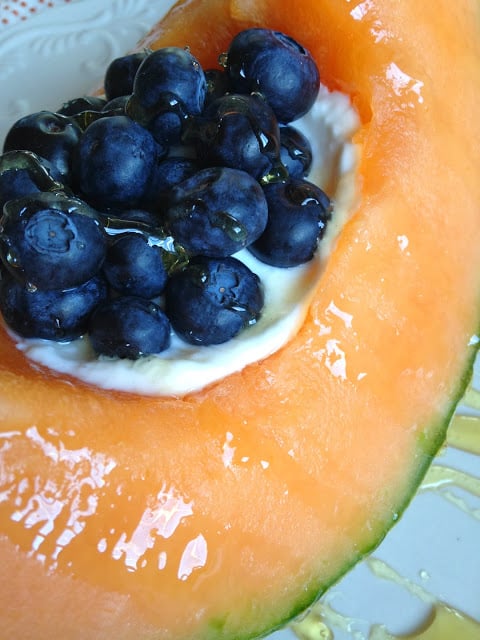 Cantaloupe, Blueberries with Yogurt cantaloupe