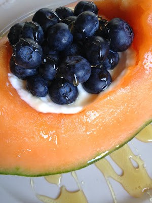Cantaloupe, Blueberries and Yogurt cantaloupe