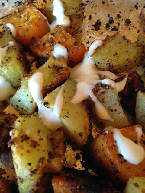 Roasted Potatoes and Sweet Potatoes roasted potatoes
