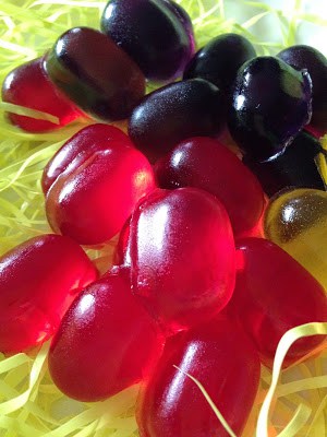 Jello Beans!! white chocolate coconut nests
