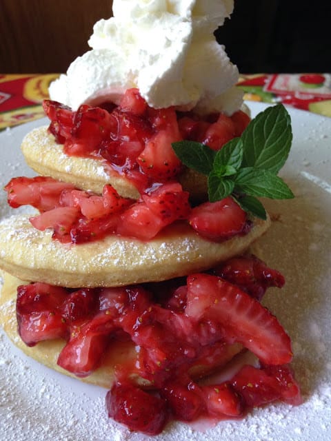 Strawberry Sourdough Pancakes