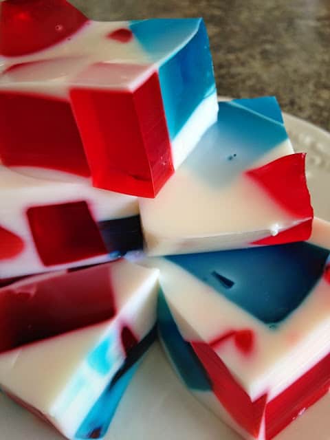 Red, White and Blue Broken Glass Jello