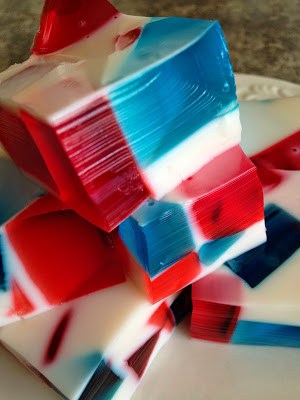 Red, White and Blue Broken Glass Jello red, white and blue