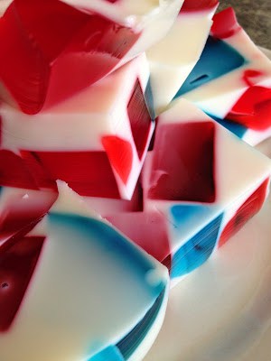 Red, White and Blue Broken Glass Jello red, white and blue