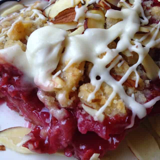 Cherry Crumble Bars made with Solo Almond Paste cherry crumble