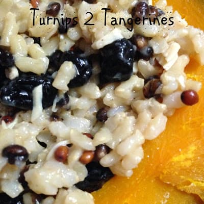 Brown Rice Medley, Blueberry and Chicken Stuffed Squash