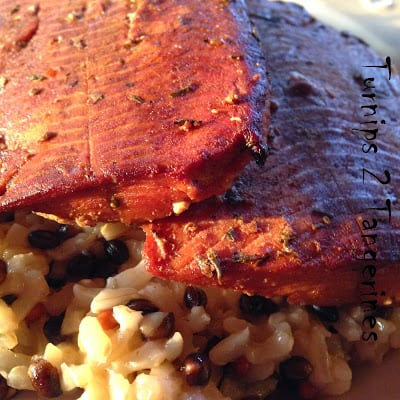 Island Jerk Salmon in Cedar Planks