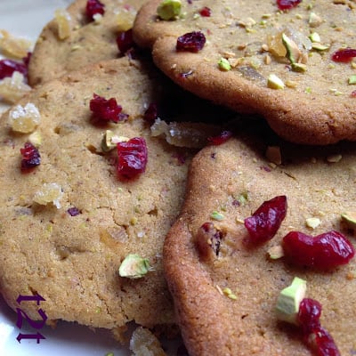 Pistachio Cranberry Ginger Cookies