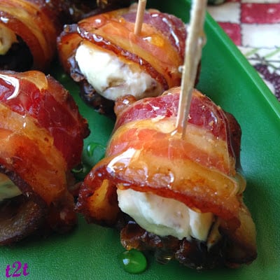 Cream Cheese Filled Dates Wrapped in Bacon