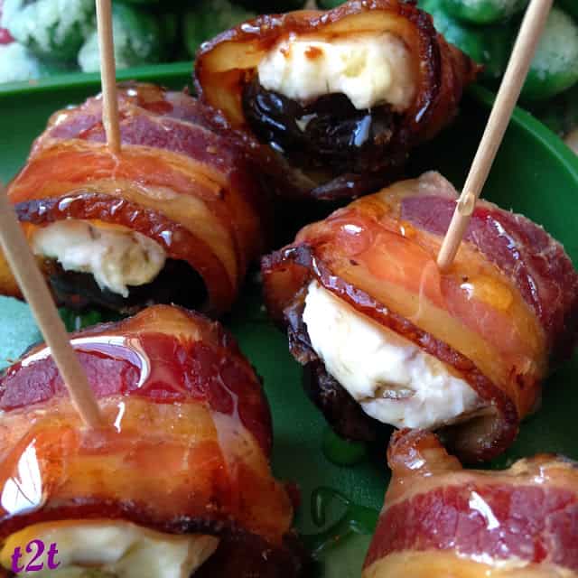 Cream Cheese Filled Dates Wrapped in Bacon cream cheese filled