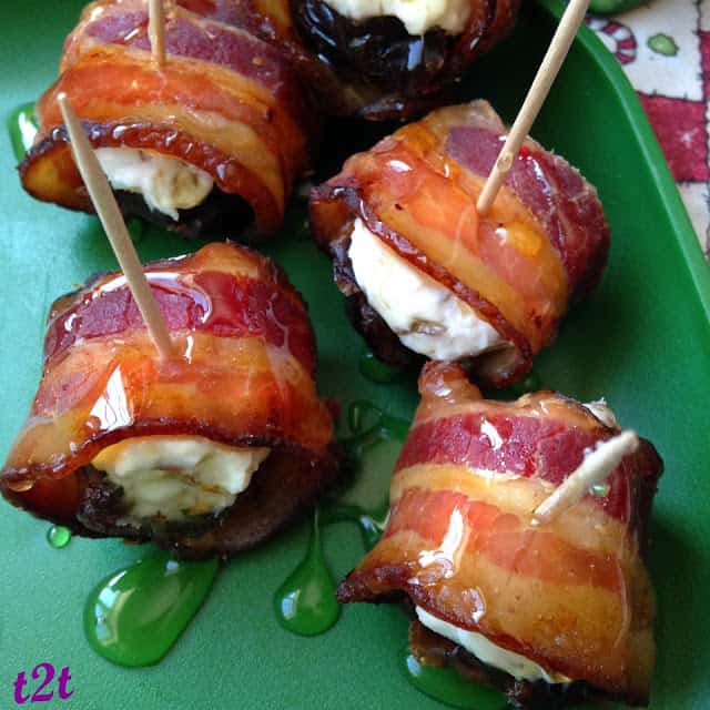Cream Cheese Filled Dates Wrapped in Bacon