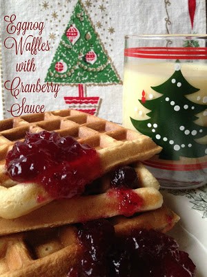 Holiday Eggnog Waffles with Cranberry Sauce holiday eggnog