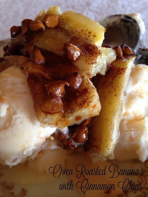 Oven Roasted Bananas with Cinnamon Chips oven