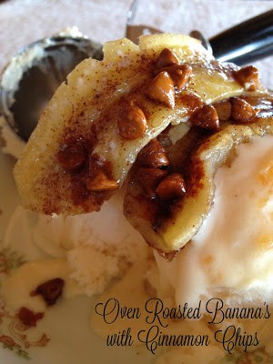 Oven Roasted Bananas with Cinnamon Chips