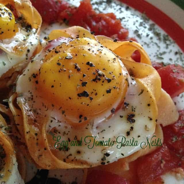 Eggs in Tomato Pasta Nests Turnips 2 Tangerines