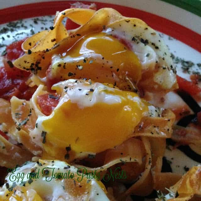 Eggs in Tomato Pasta Nests Turnips 2 Tangerines