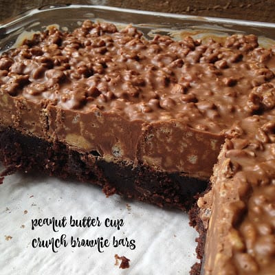Peanut Butter Cup Crunch Brownie Bars