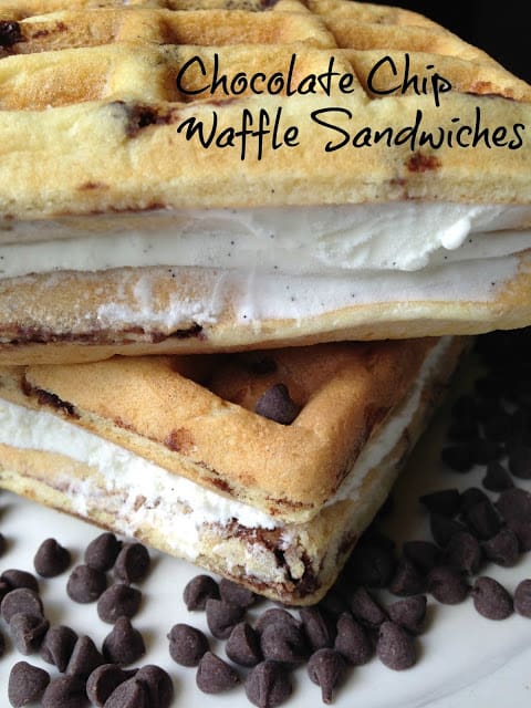 Chocolate Chip Waffle Ice Cream Sandwiches chocolate chip waffle