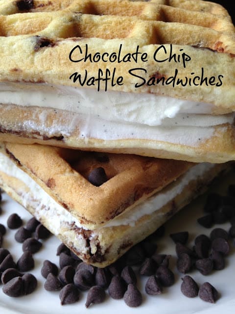 Chocolate Chip Waffle Ice Cream Sandwiches chocolate chip waffle