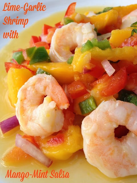 Lime Garlic Shrimp with Mango Mint Salsa lime garlic