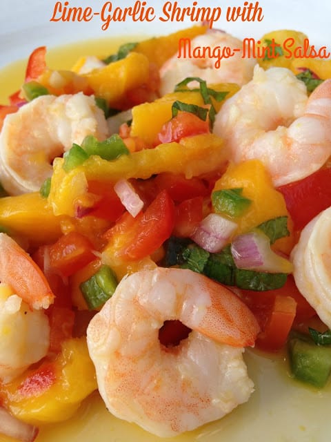 Lime Garlic Shrimp with Mango Mint Salsa lime garlic