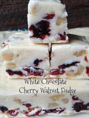 White Chocolate Cherry Walnut Fudge cherry