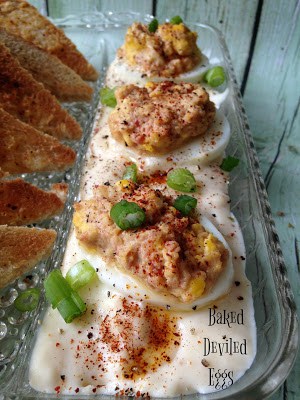 Baked Deviled Eggs with Toast Points baked deviled