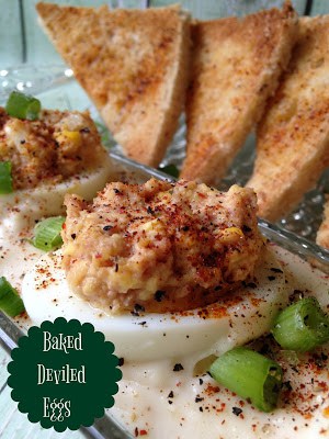Baked Deviled Eggs with Toast Points baked deviled