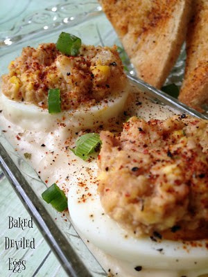 Baked Deviled Eggs with Toast Points